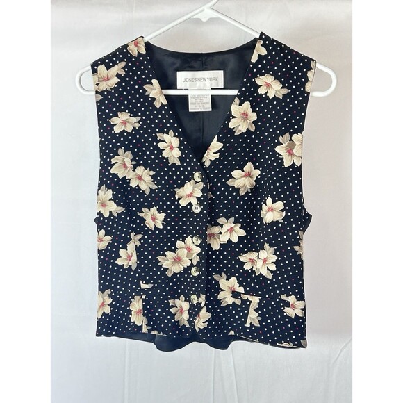 Jones New York Jackets & Blazers - Jones New York Womens Size 10 Rayon Floral Polka dot Vest